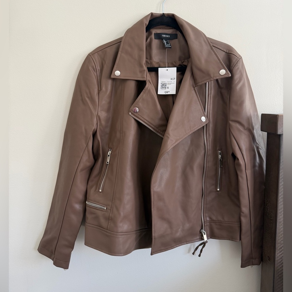 Forever 21 Tan Leather Moto Jacket